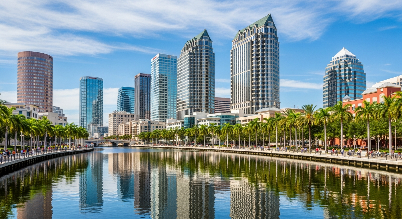 Tampa Riverwalk & downtown skyline — Tampa, FL